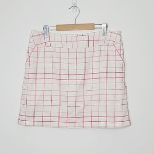 Adidas Checked White Pink Gold Lightweight Mini Skirt Pockets Zip ClimaCool Sz12